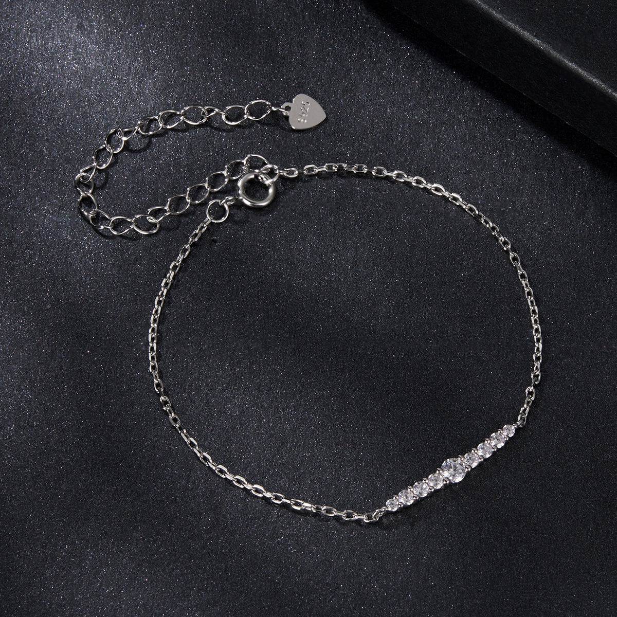 925 Sterling Silver Moissanite Bracelet for Women, Plated White Gold, 15+6cm