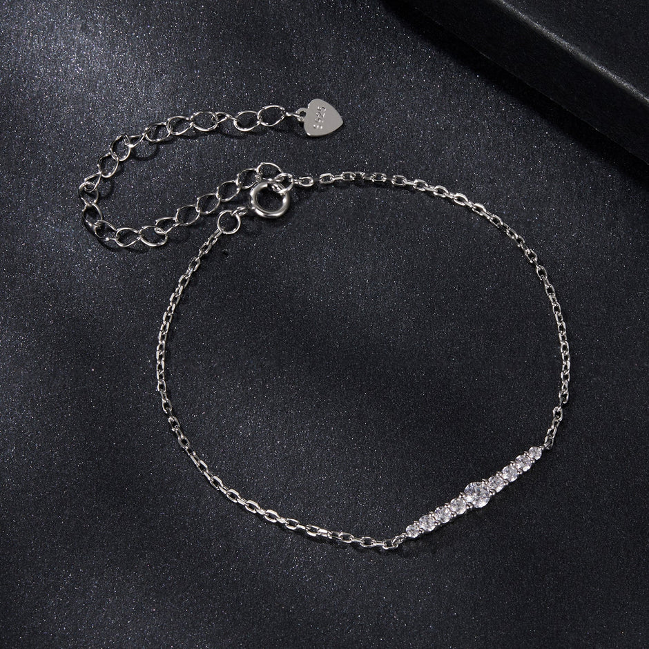 925 Sterling Silver Moissanite Bracelet for Women, Plated White Gold, 15+6cm
