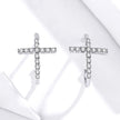 S925 Sterling Silver Earrings with Pavé Set CZ in Platinum Finish