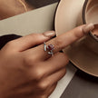 925 Sterling Silver Ring with White Gold Plating, Enamel, Width 0.16cm, Style E for Women