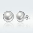 925 Sterling Silver Earrings with Pavé Setting, Quality Shell Pearl, 9mm for Women