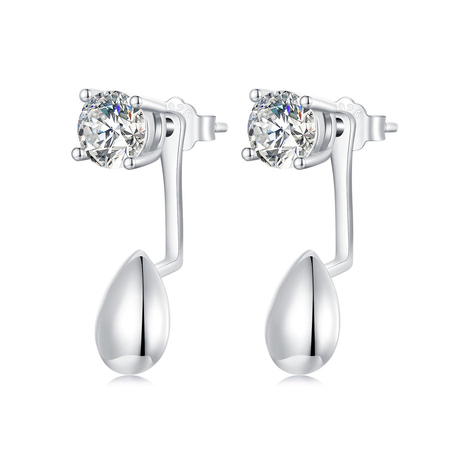 925 Sterling Silver Plated White Gold Earrings with Pavé Setting CZ