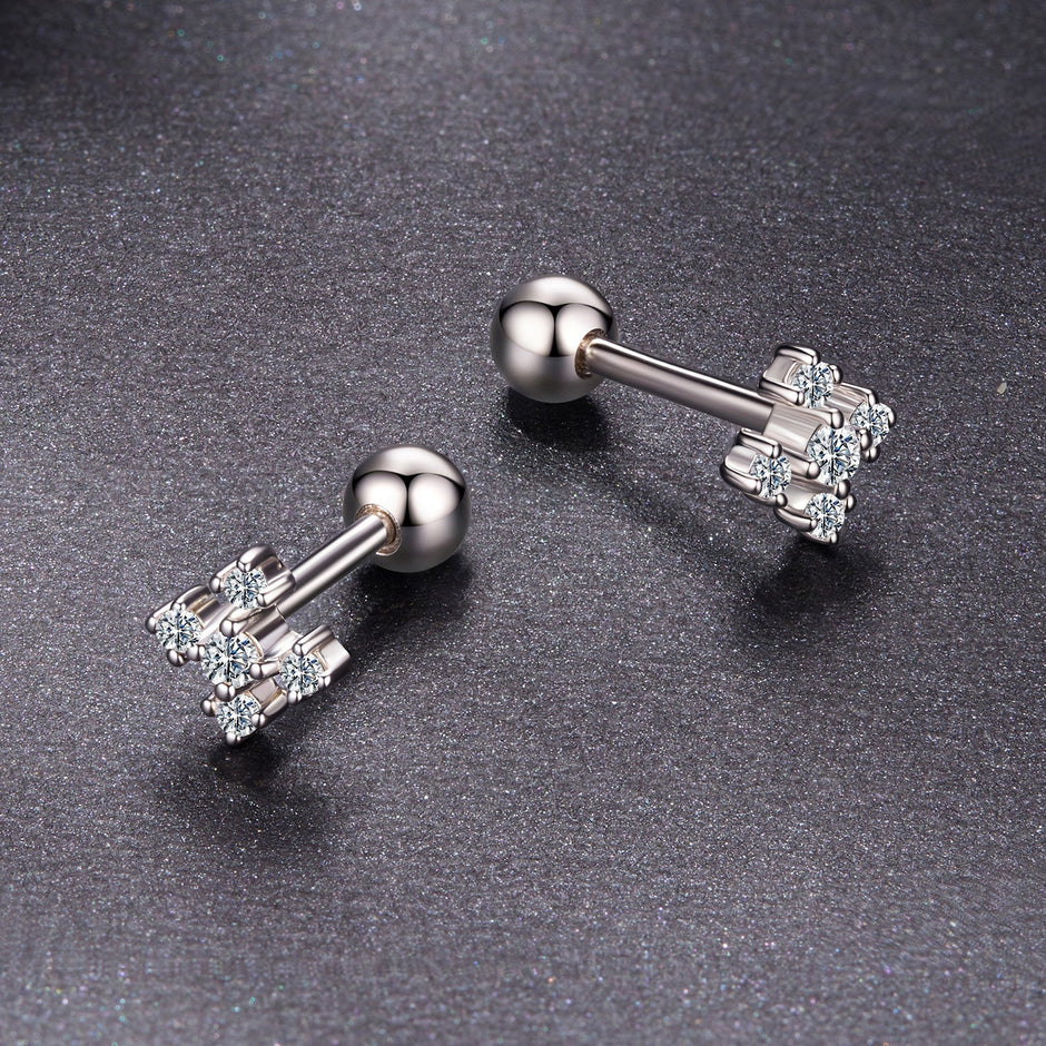 925 Sterling Silver Moissanite Earrings White Gold Plated 0.5cm for Women