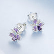 925 Sterling Silver Earrings with Nano Opal Stone and CZ, White Gold Plated, 0.7cm, for Women