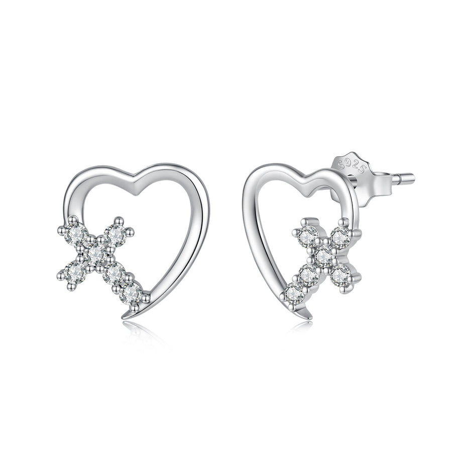 925 Sterling Silver White Gold Plated 1.0x1.0cm Pavé CZ Earrings for Women