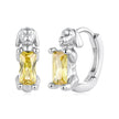 925 Sterling Silver White Gold Plated CZ Pavé 1.2x0.4cm Hoop Earrings for Women