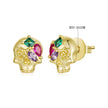 925 Sterling Silver Gold Plated CZ Pavé 0.9 x 0.7 cm Stud Earrings for Women