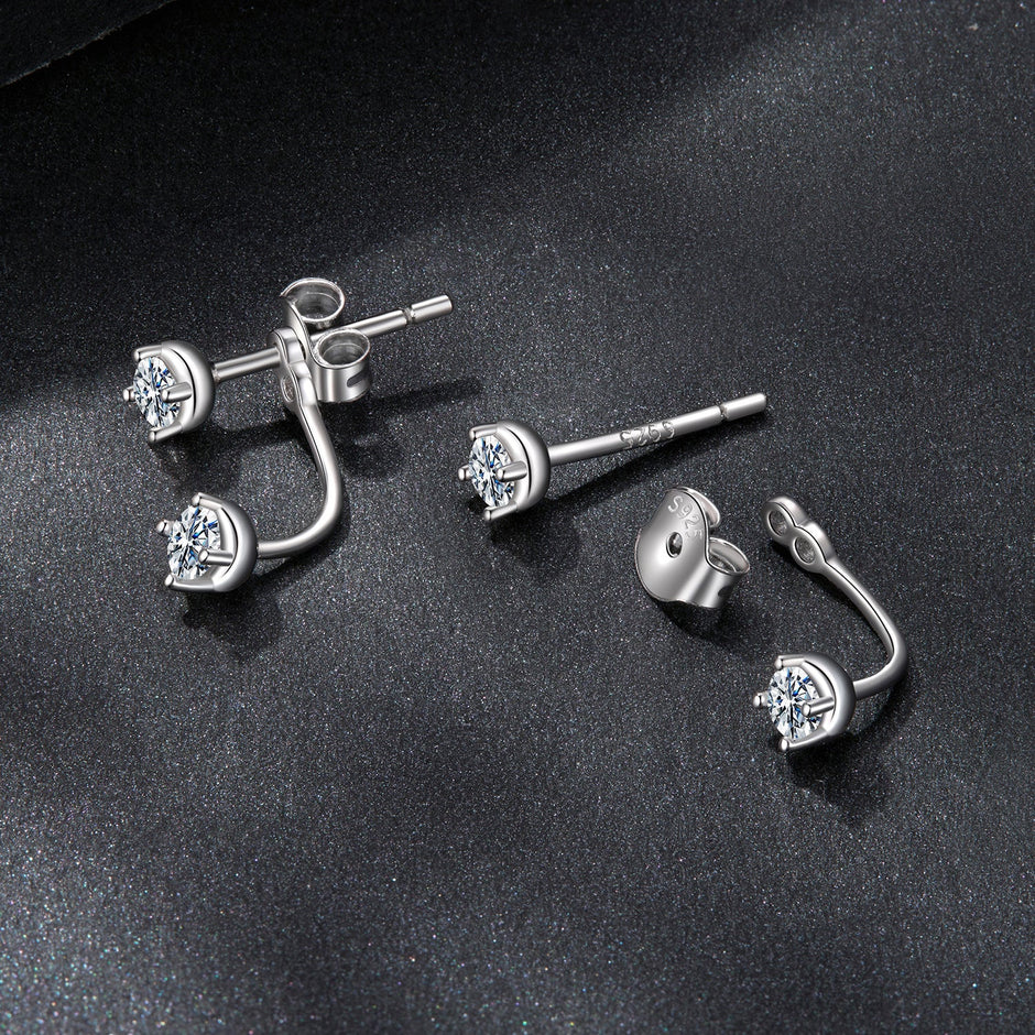925 Sterling Silver White Gold Plated Moissanite Earrings 0.1 Carat for Women
