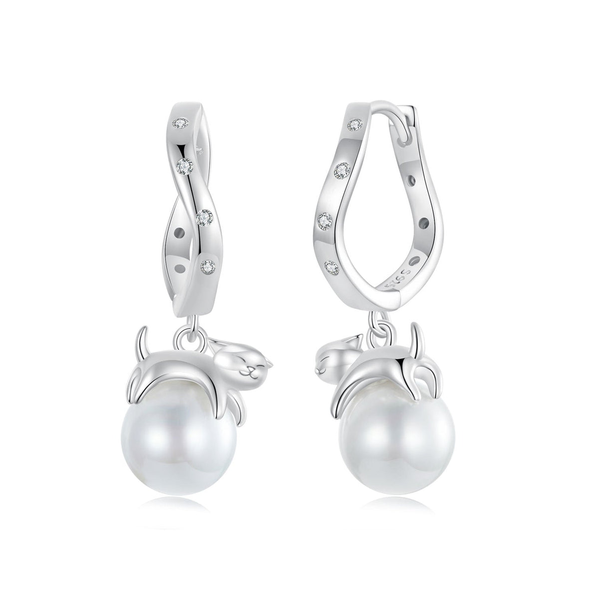 925 Sterling Silver Earrings with Quality Shell Pearl and CZ for Women