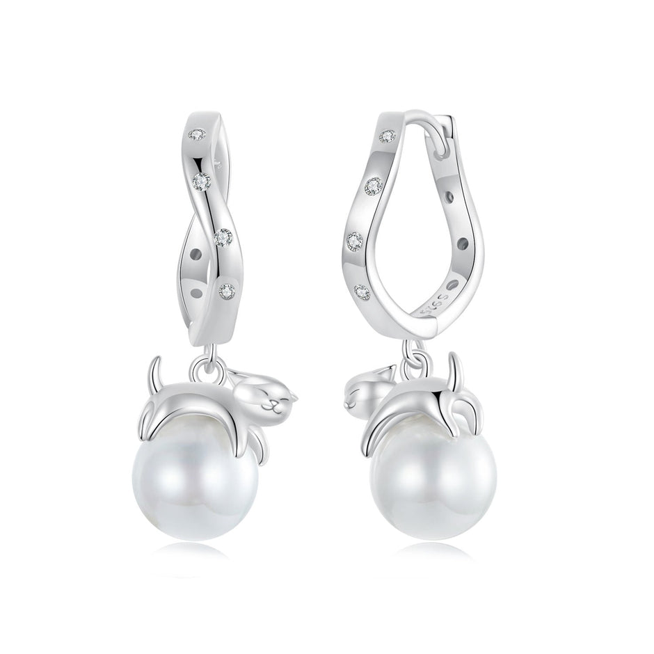 925 Sterling Silver Earrings with Quality Shell Pearl and CZ for Women