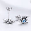 925 Sterling Silver Oxidized CZ Earrings 0.7cm x 1cm for Women