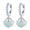 925 Sterling Silver Opal Enamel Earrings - 21x10mm for Women