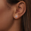 925 Sterling Silver Earrings with Nano Opal Stone and CZ, White Gold Plated, 0.7cm, for Women
