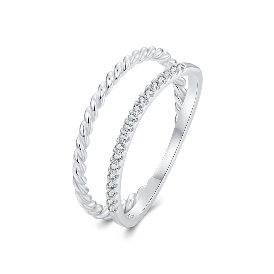 925 Sterling Silver Ring 6.0 Size with Pavé Setting CZ