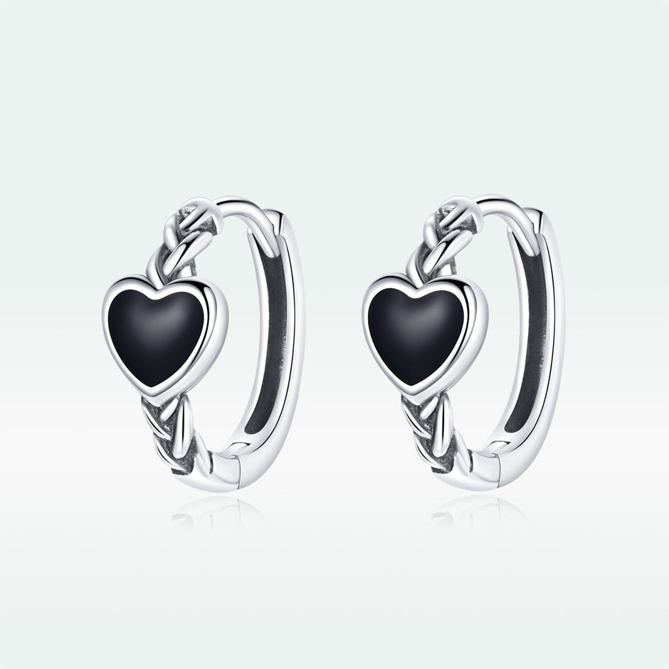 925 Sterling Silver Oxidized Enamel Earrings for Women - 1.2*0.5 cm