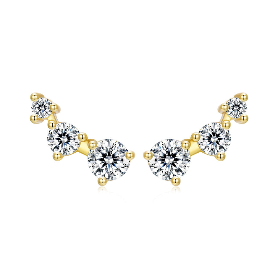 925 Sterling Silver Earrings with Pavé Setting CZ | Size 0.6*1.45cm for Women
