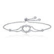 925 Sterling Silver Heart Shaped Bracelet 22CM for Women