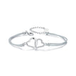 925 Sterling Silver Bracelet with Pavé Setting CZ, 170+50mm Length, White Gold Plated for Women