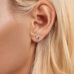 925 Sterling Silver White Gold Plated Opal Earrings 0.7x0.8cm for Women