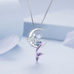 925 Sterling Silver 29x18mm Moonstone Pendant Necklace with Enamel Process