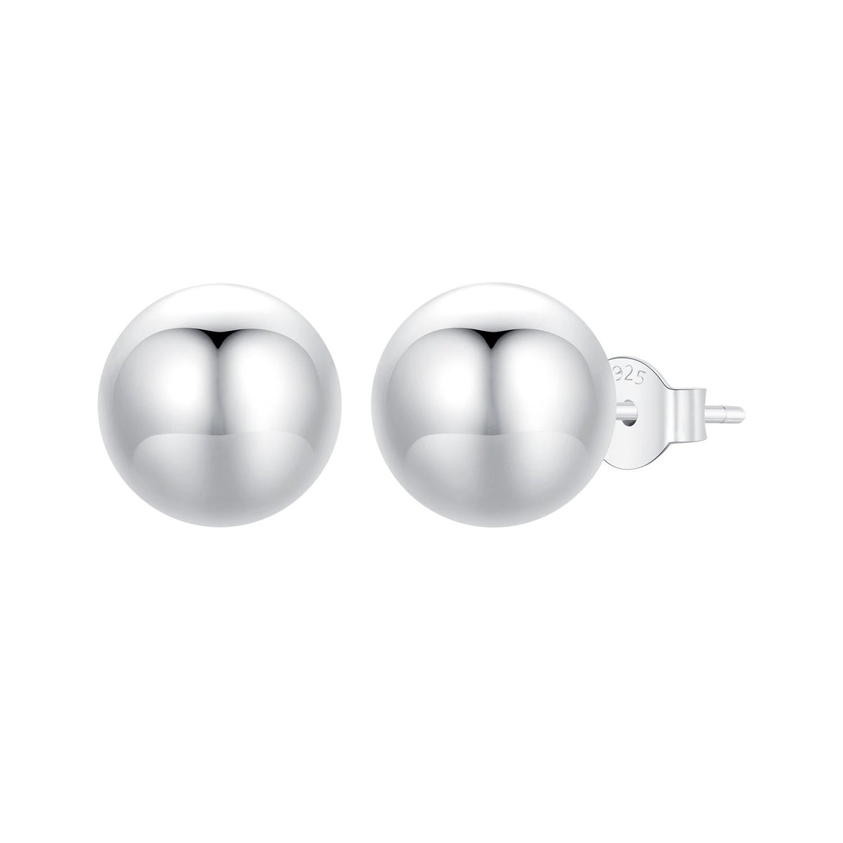 925 Sterling Silver Plated White Gold Earrings - 10mm for Women