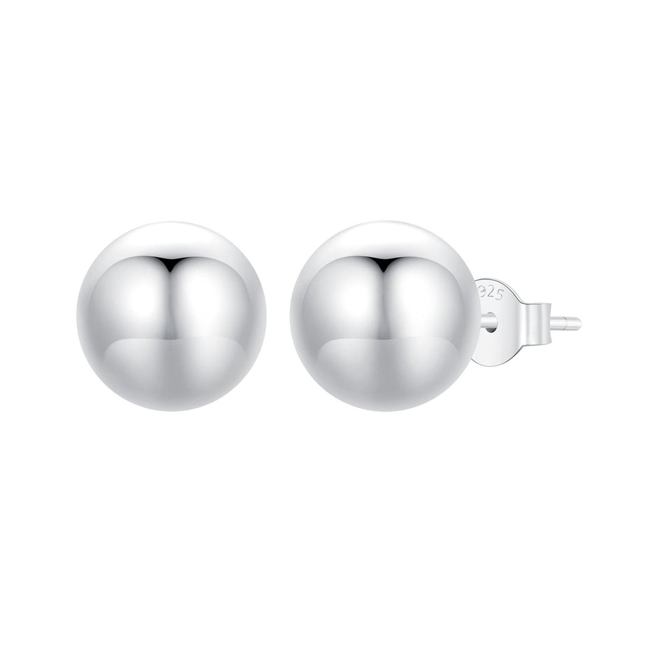 925 Sterling Silver Plated White Gold Earrings - 10mm for Women