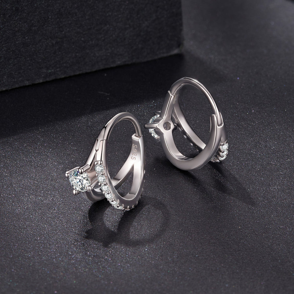 925 Sterling Silver Moissanite 0.3ct Earrings Size 1.2*0.6cm for Women