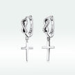 925 Sterling Silver Earrings with Pavé Setting CZ in Oxidized Finish