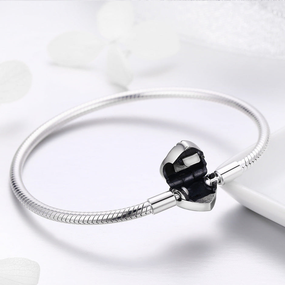 SCB 925 Sterling Silver Bracelet in Classic Style, Size 17.0 for Women