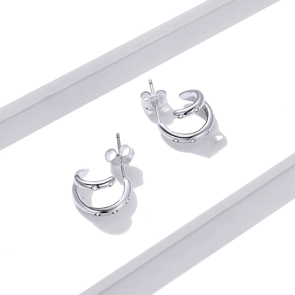 925 Sterling Silver Earrings with Pavé Setting CZ