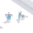 925 Sterling Silver Earrings for Women - Pavé Setting CZ with Enamel Process - 1cm