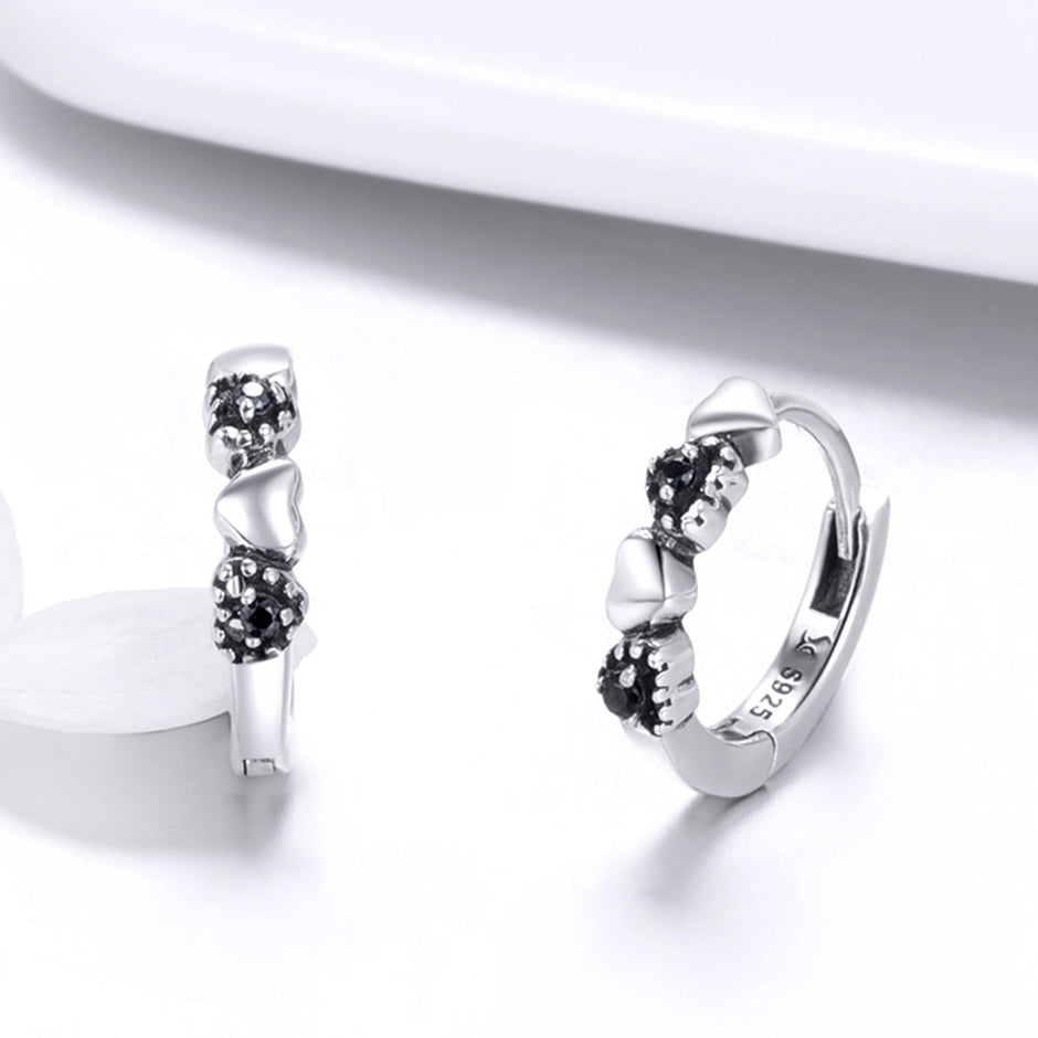 925 Sterling Silver Earrings with Pavé Setting CZ, 1.1*0.3cm