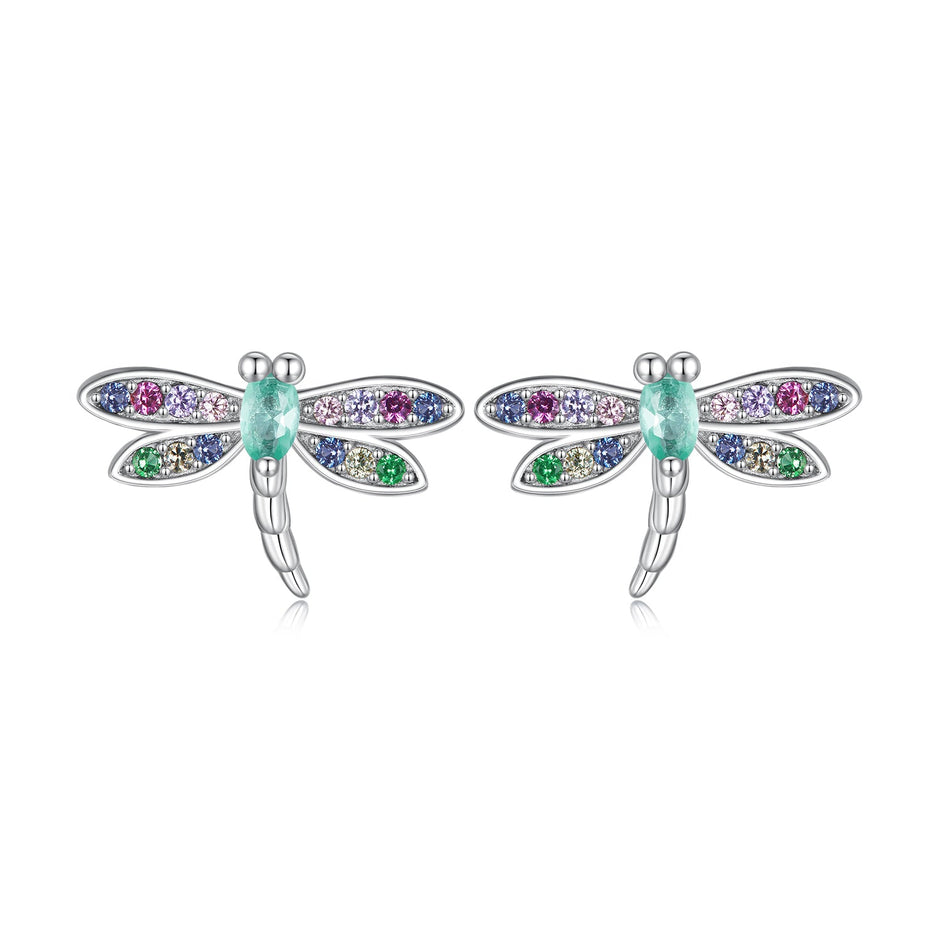 925 Sterling Silver Earrings with Pavé CZ and Transparent Glass