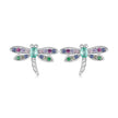 925 Sterling Silver Earrings with Pavé CZ and Transparent Glass