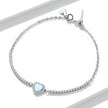 925 Sterling Silver Adjustable Bracelet with Translucent Opal and CZ for Women