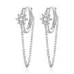 925 Sterling Silver Earrings with Pavé Setting and Platinum Plating, 2.7 x 0.6 cm for Women
