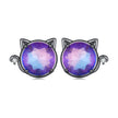 925 Sterling Silver Earrings with Pavé CZ and Transparent Glass in Black Gold, 1.0*1.2cm, for Women