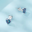 925 Sterling Silver Earrings 7mm Width with Transparent Glass for Women
