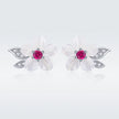 925 Sterling Silver Earrings with Pavé Setting CZ and High-Quality Nacre
