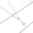 925 Sterling Silver Adjustable Platinum Plated Necklace with CZ - 1.4cm for Women