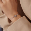 925 Sterling Silver Adjustable Bracelet with Pavé Setting CZ and White Gold Plating for Women