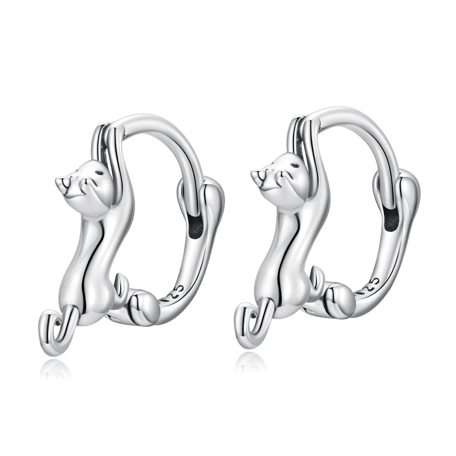 925 Sterling Silver Plated Gold Earrings Size 1.8cm for Women