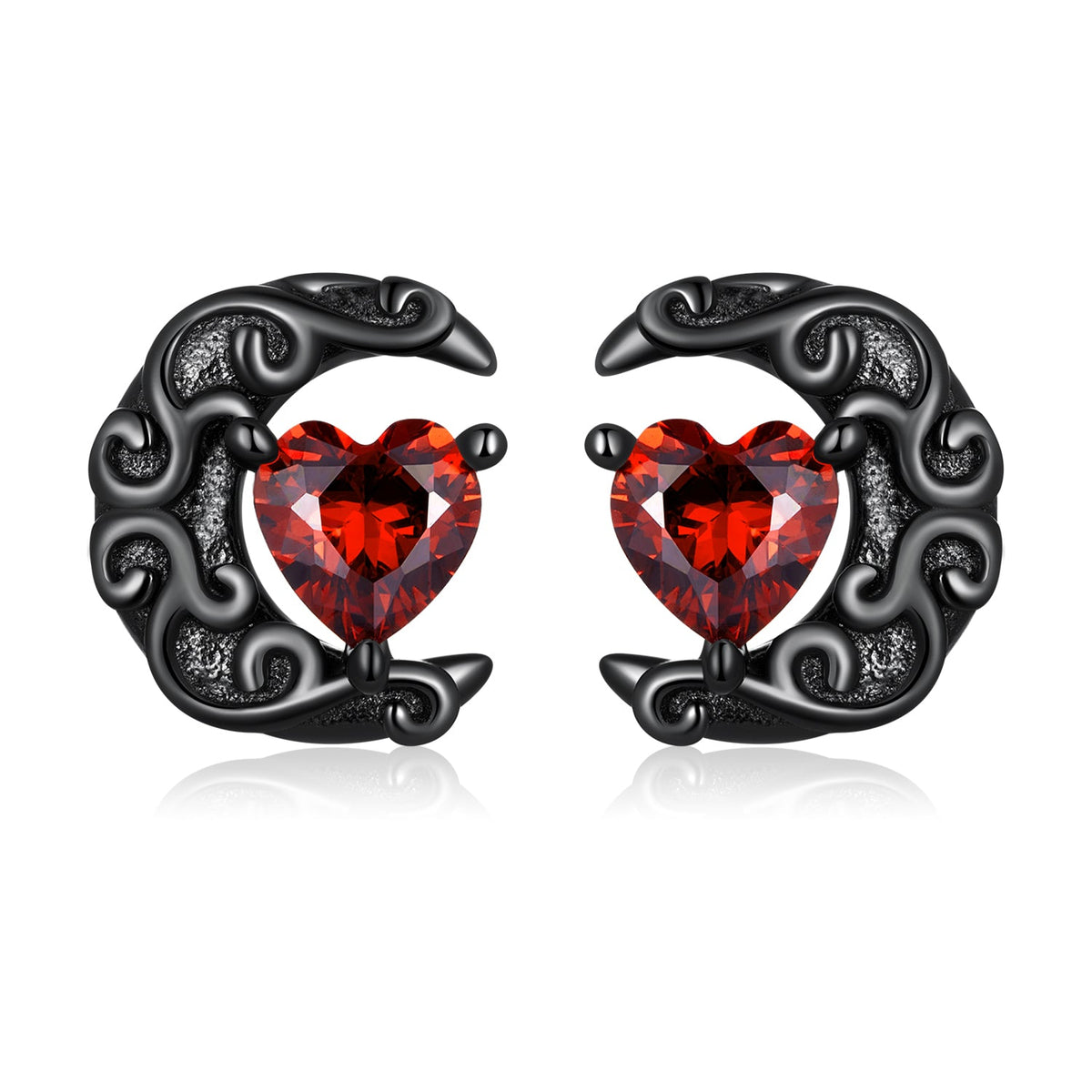 925 Sterling Silver Earrings with Pavé Setting CZ in Black Gold Plating