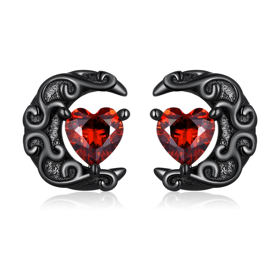 925 Sterling Silver Earrings with Pavé Setting CZ in Black Gold Plating