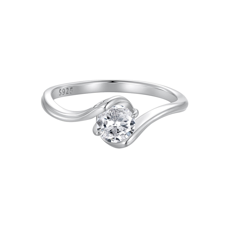 925 Sterling Silver 5mm Moissanite Ring for Women