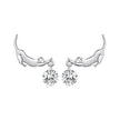 925 Sterling Silver White Gold Plated CZ Earrings 1.6x1.7cm for Women
