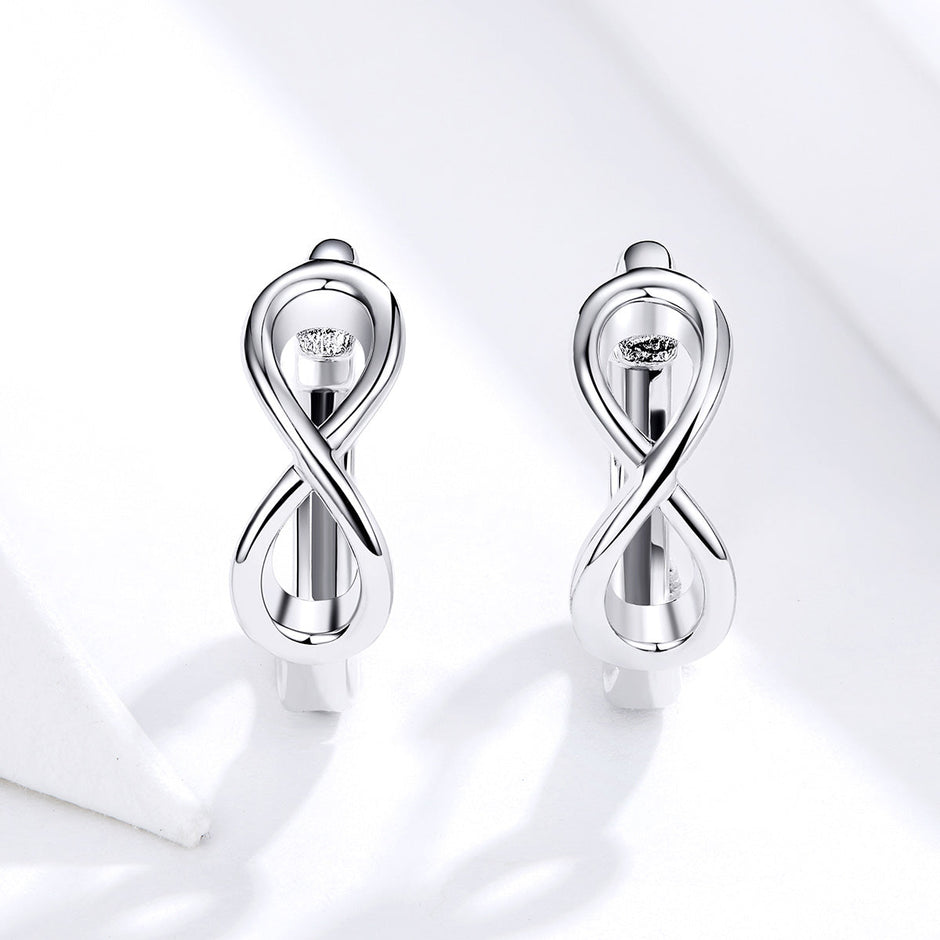 925 Sterling Silver Earrings - 1.2*0.4cm, Platinum Plated for Women