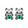 925 Sterling Silver Earrings with Pavé Setting CZ in White and Black Gold