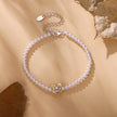925 Sterling Silver White Gold Plated Nacre Synthetic Pearl CZ 16+5cm Bracelet for Women