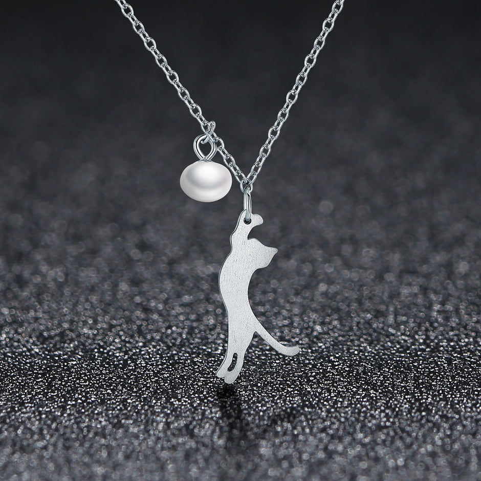 925 Sterling Silver 0.6 Carat Pearl Necklace for Women